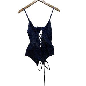 Ababoon Womens Lingerie One Piece Lace Bodysuit Medium Blue Sexy Teddy Babydoll